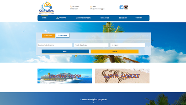 Sole Mare Viaggi sito web anteprima